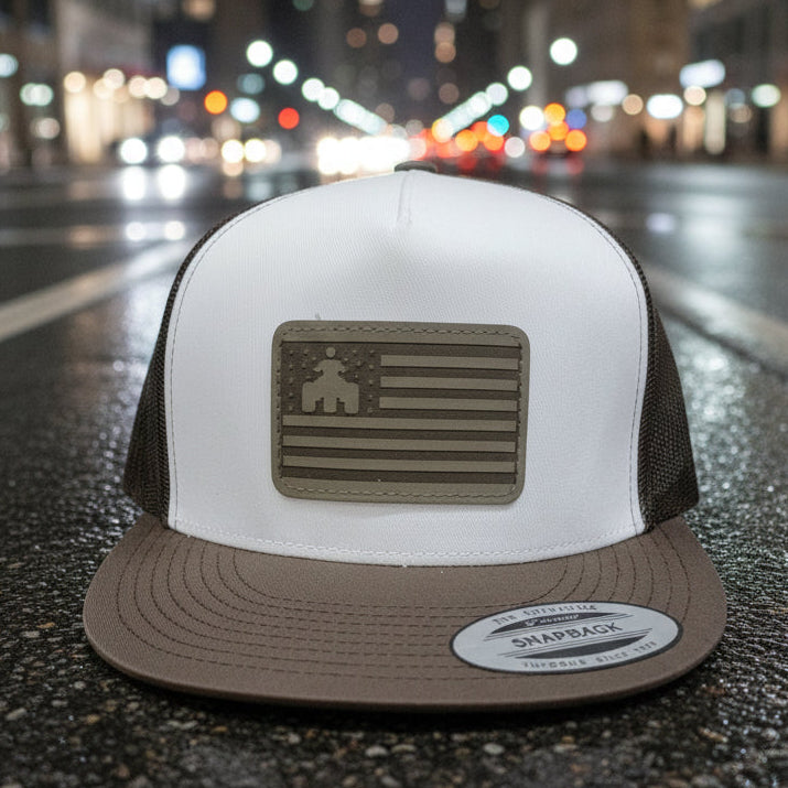 ATC Three Wheeler Leather Patch Flat Bill Trucker Hat