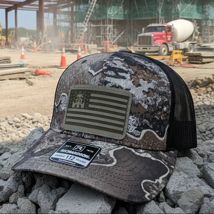 ATC Three Wheeler Flag Leather Patch Richardson 112 hat