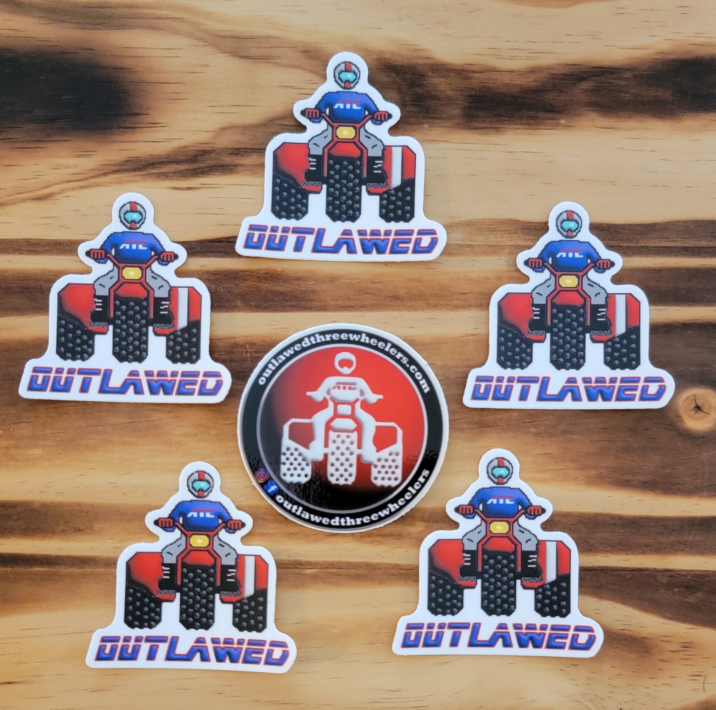 Outlawed Threewheelers Retro Logo Sticker Pack