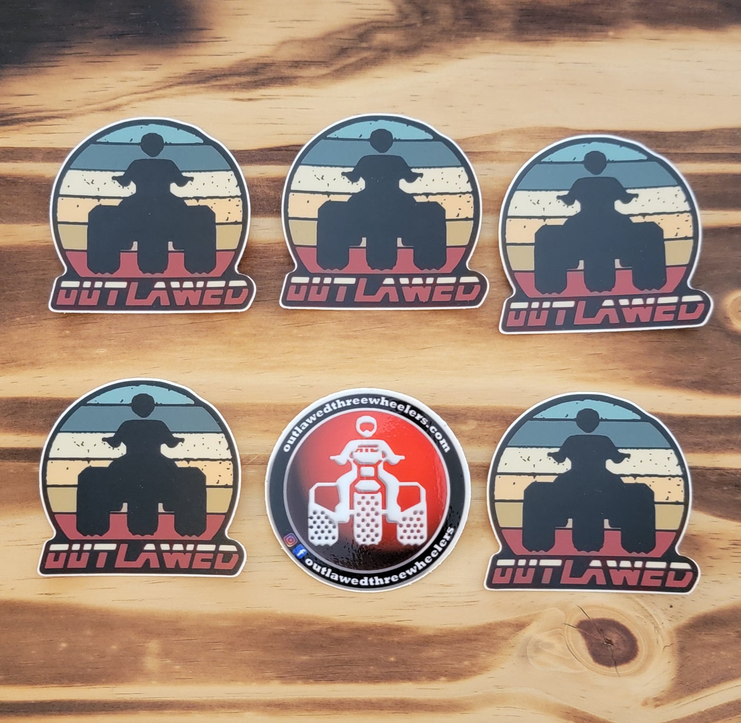 Outlawed Threewheelers Retro Sunset Sticker Pack