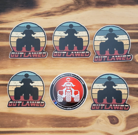 Outlawed Threewheelers Retro Sunset Sticker Pack