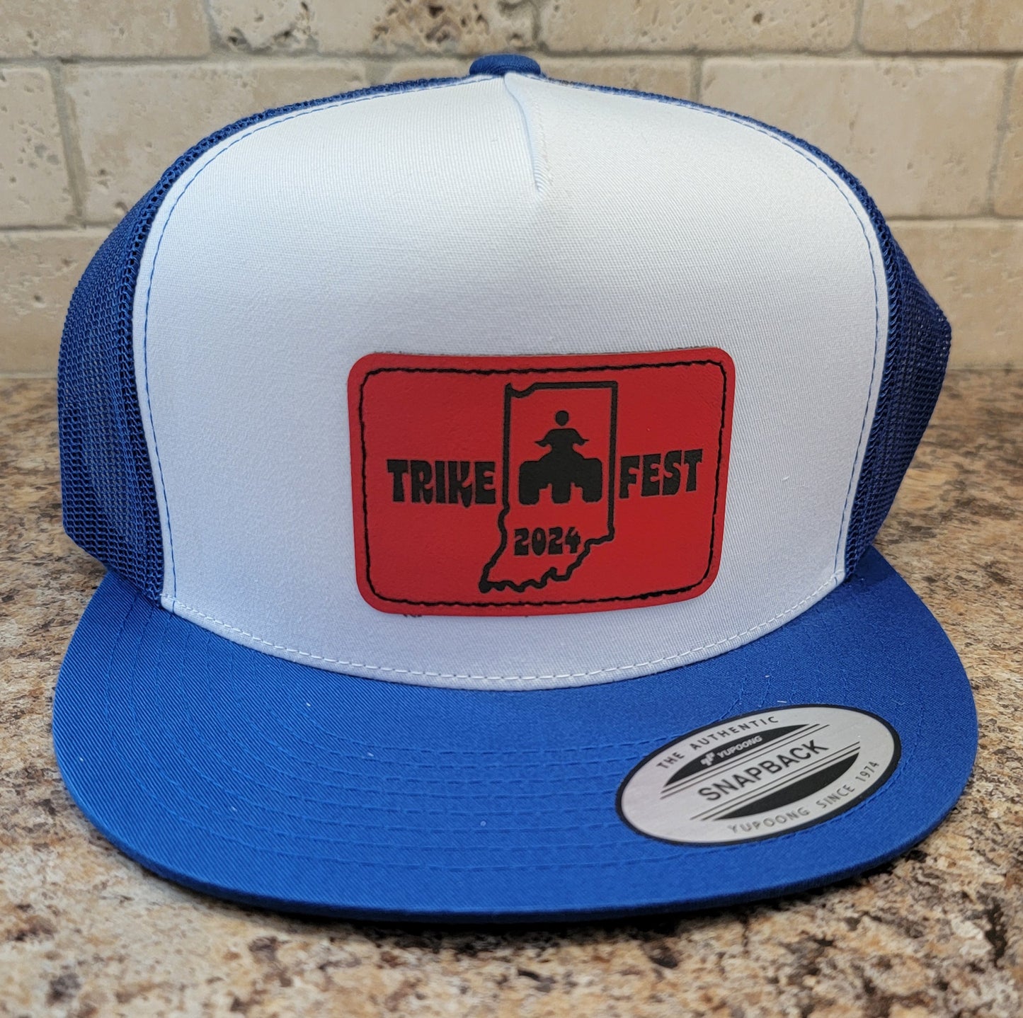 Leather Patch 2024 Trikefest Flat Bill Trucker Hat