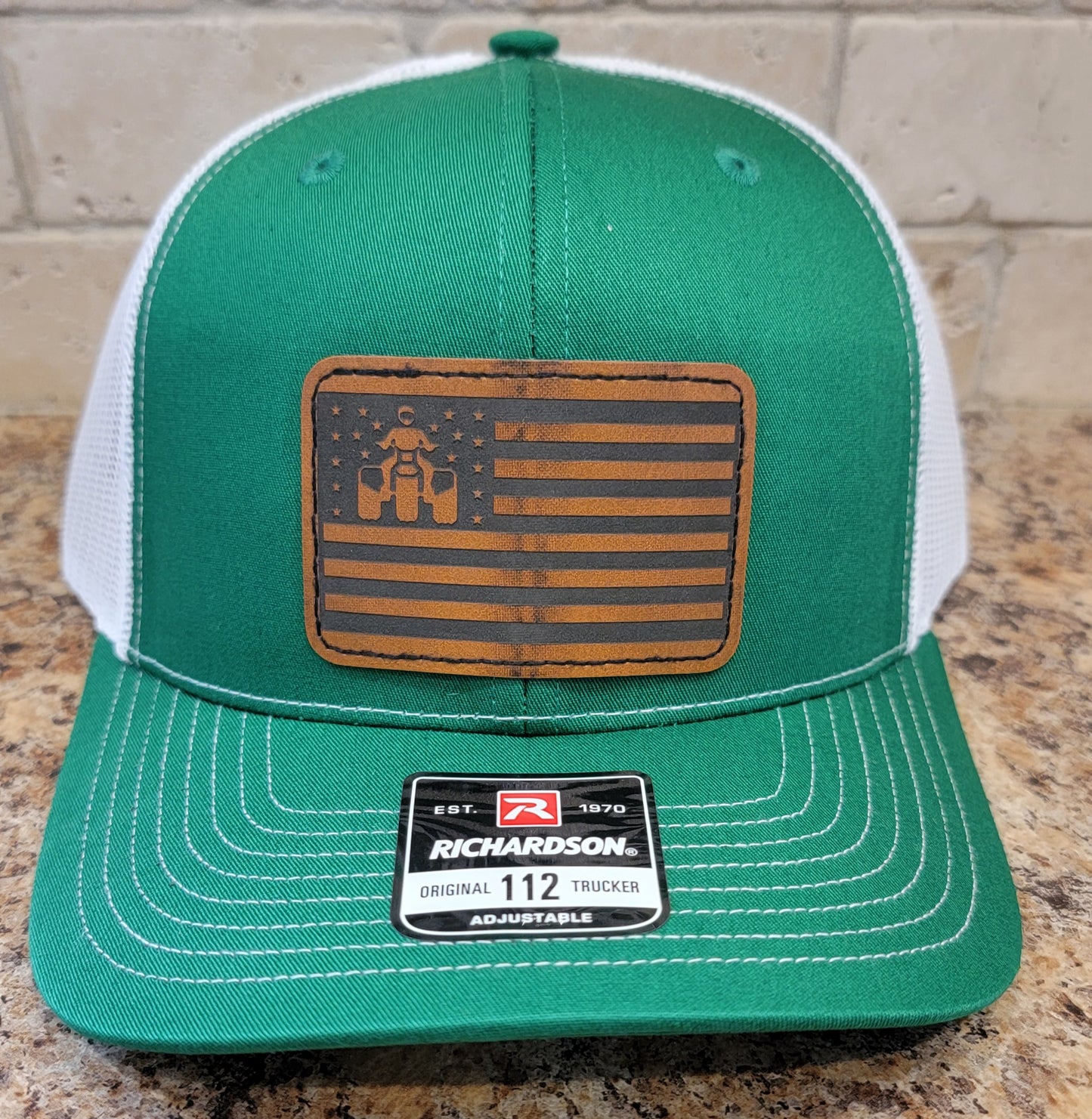 Threewheeler Flag Leather Patch Richardson 112 hat