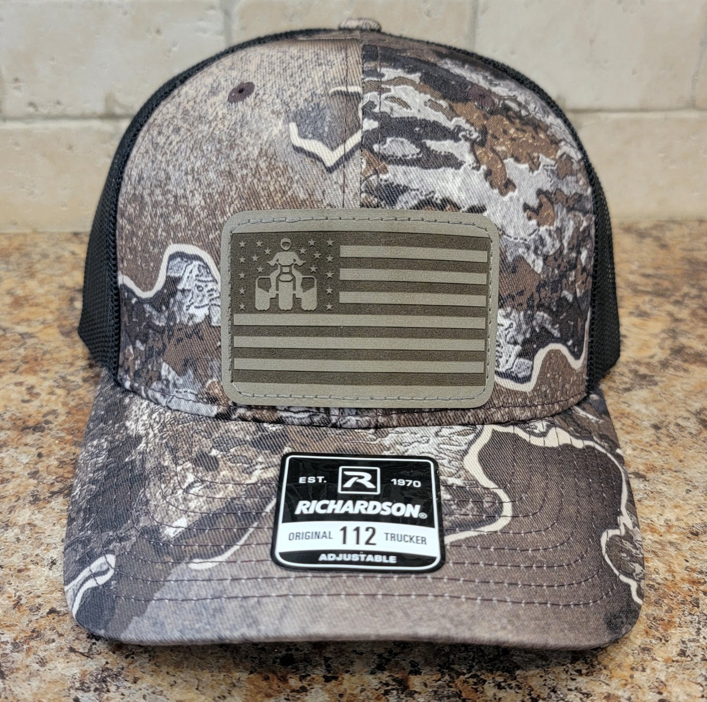 Threewheeler Flag Leather Patch Richardson 112 hat