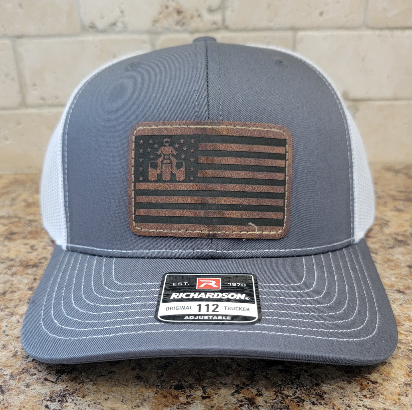 Threewheeler Flag Leather Patch Richardson 112 hat