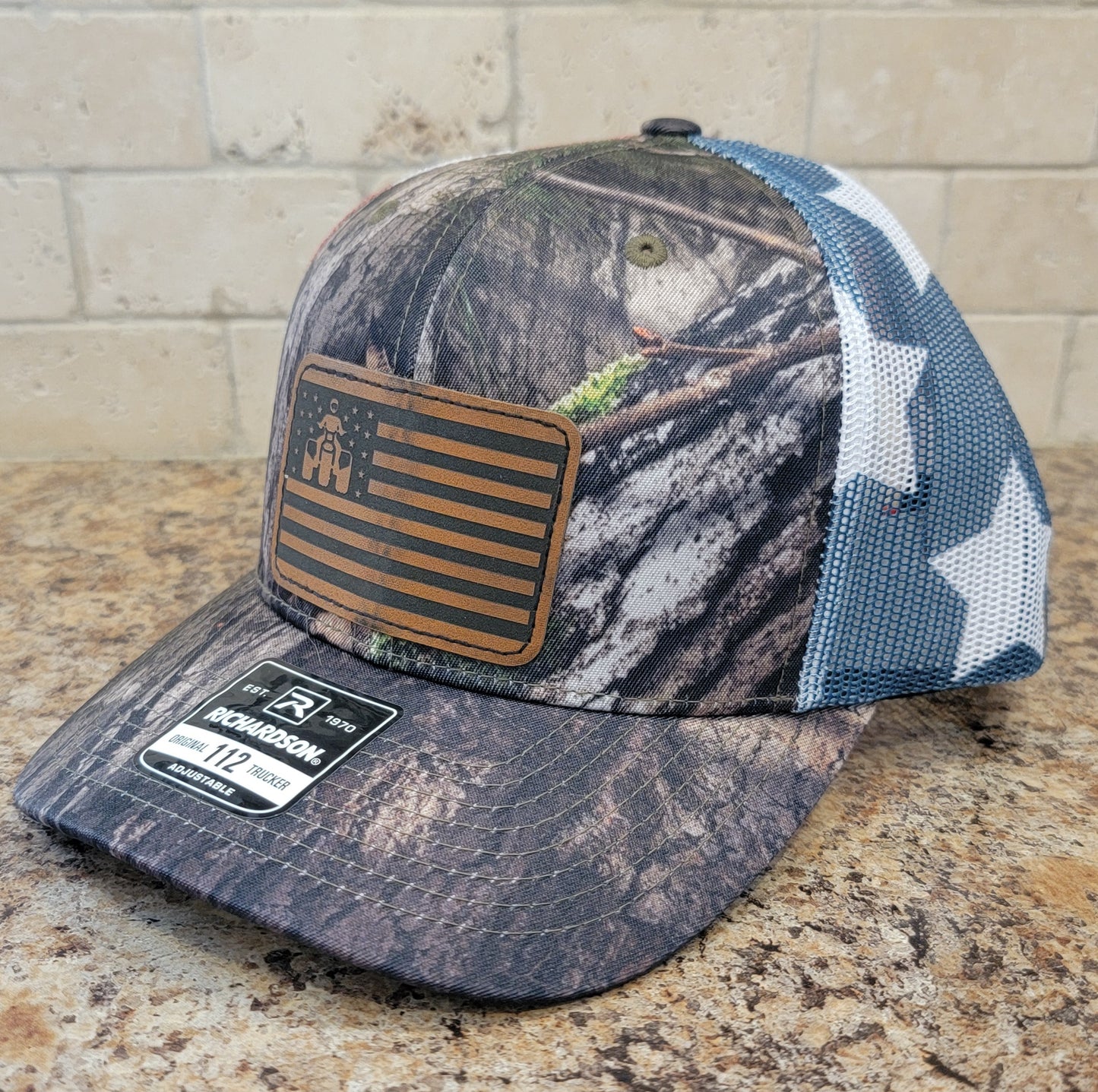 Threewheeler Flag Leather Patch Richardson 112 hat