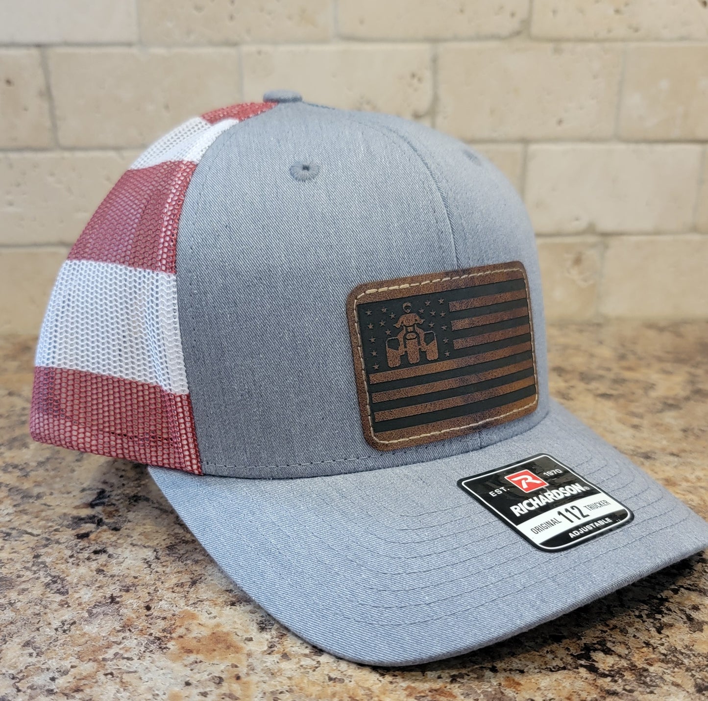 Threewheeler Flag Leather Patch Richardson 112 hat