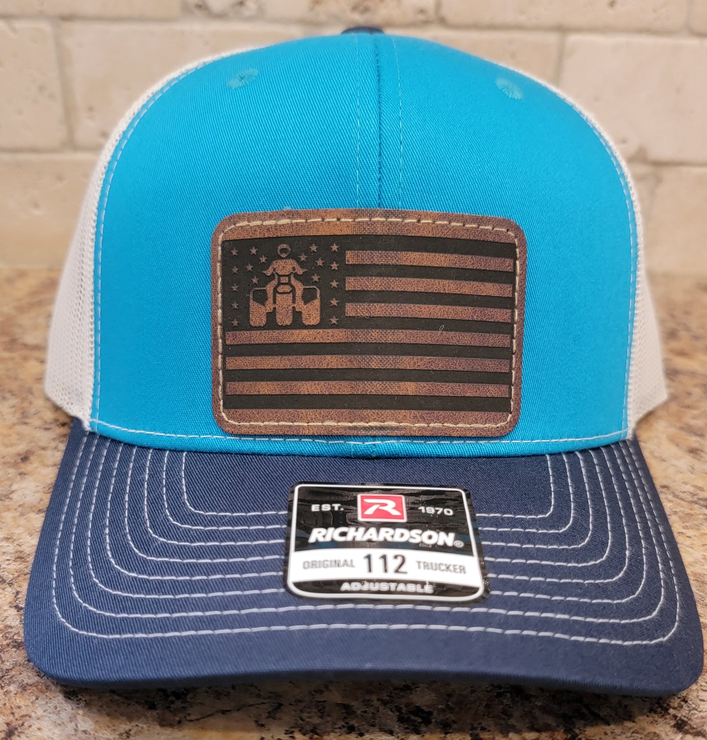 Threewheeler Flag Leather Patch Richardson 112 hat