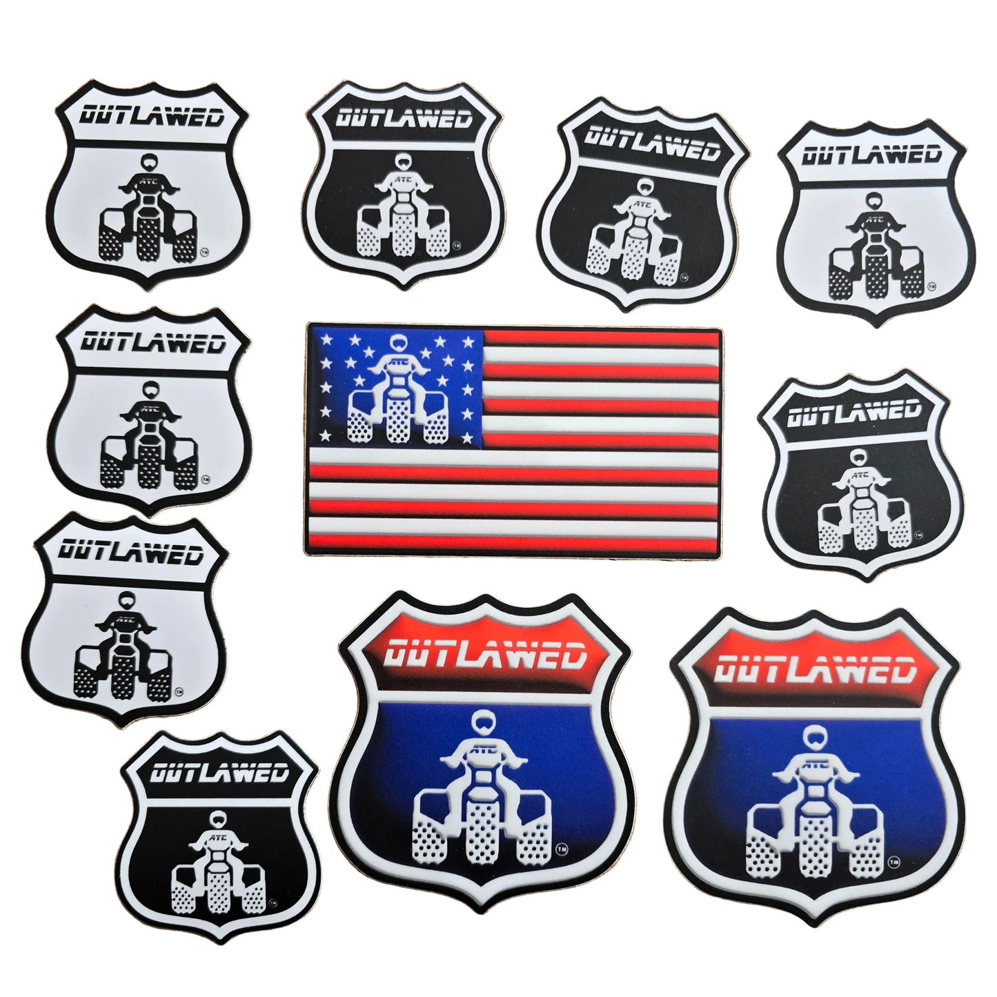 ATC® Outlawed Interstate Sign Three Wheeler Sticker pack