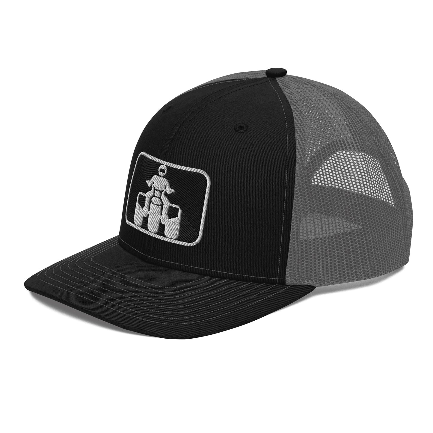 White and Black Threewheeler Richardson 112 Trucker Cap