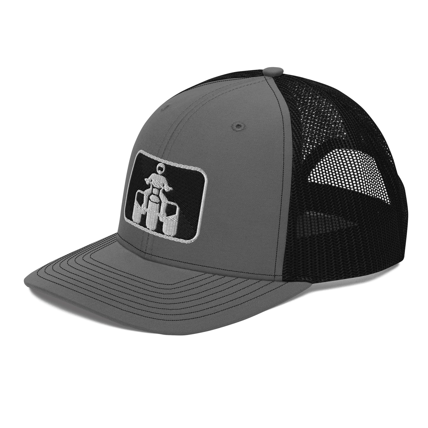 White and Black Threewheeler Richardson 112 Trucker Cap