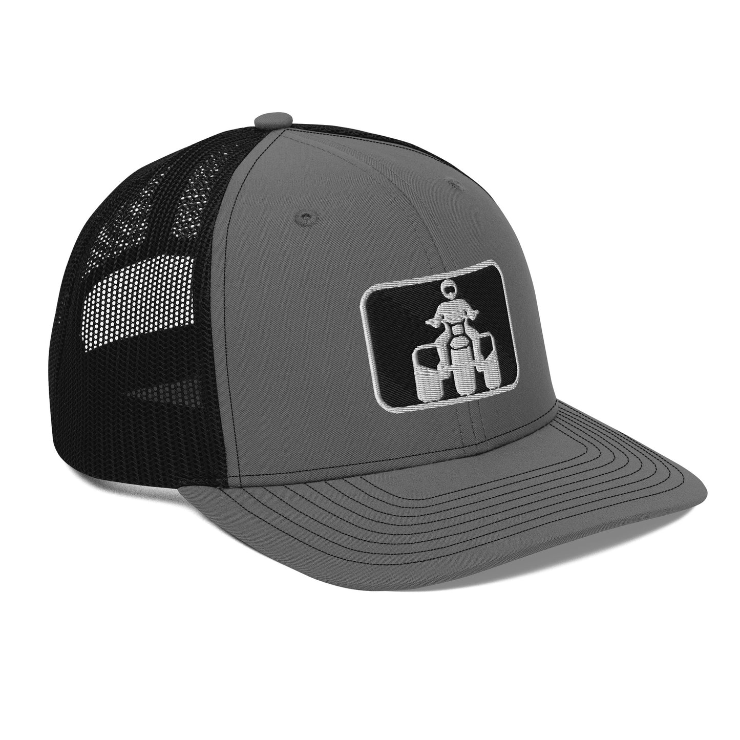 White and Black Threewheeler Richardson 112 Trucker Cap