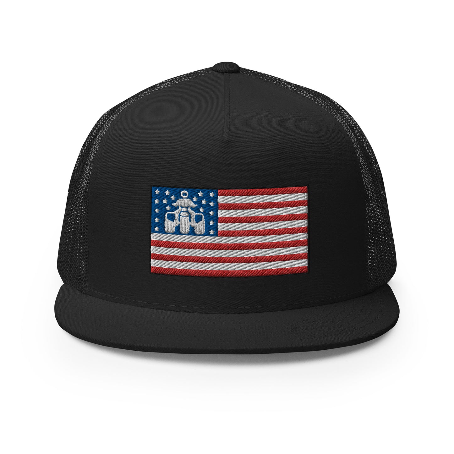 Threewheeler Flag Logo Flat Bill Trucker Hat