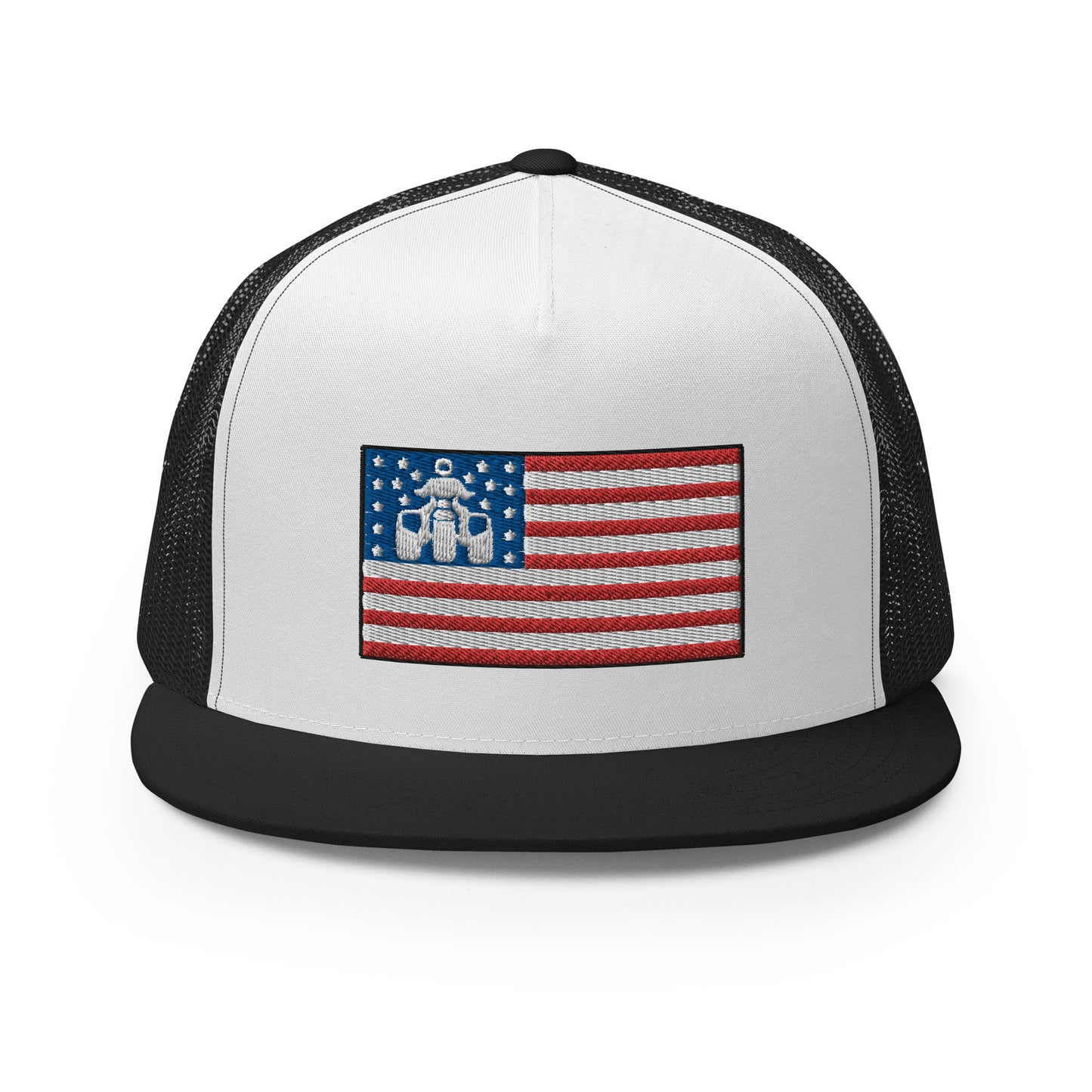 Threewheeler Flag Logo Flat Bill Trucker Hat