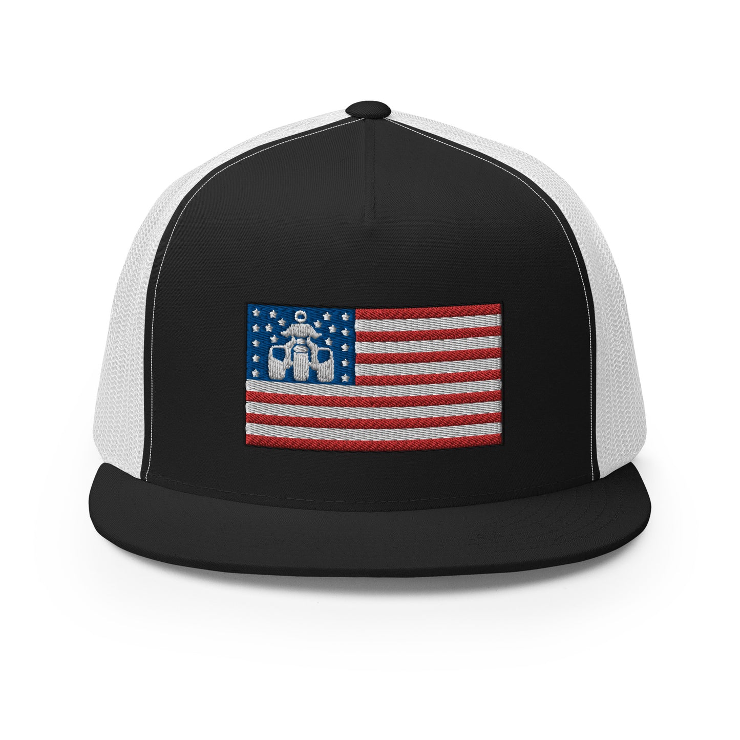 Threewheeler Flag Logo Flat Bill Trucker Hat