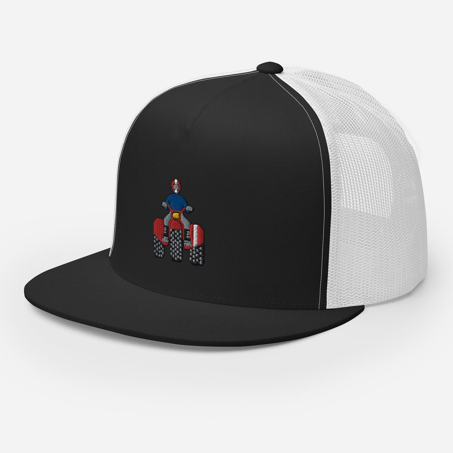 Red Retro Threewheeler Flat Bill Trucker Cap