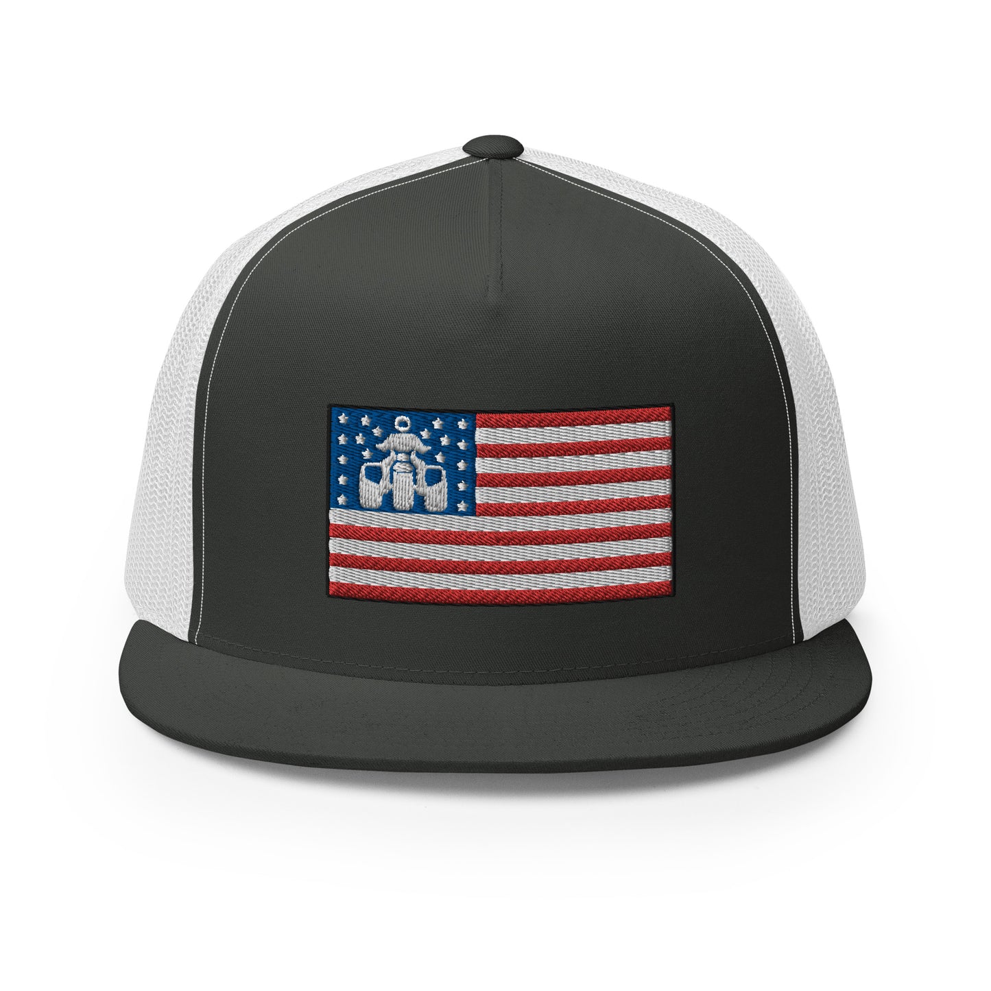 Threewheeler Flag Logo Flat Bill Trucker Hat