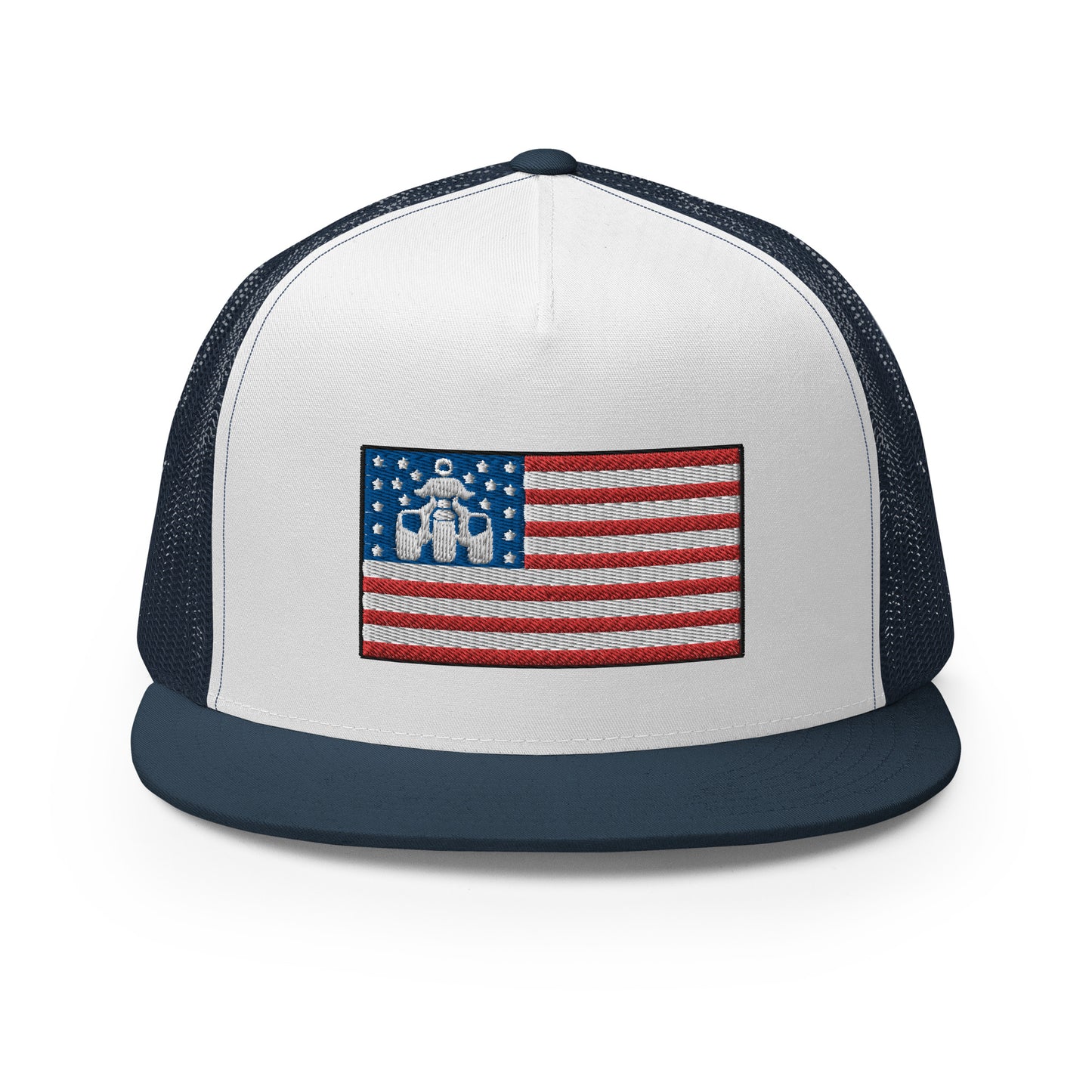 Threewheeler Flag Logo Flat Bill Trucker Hat