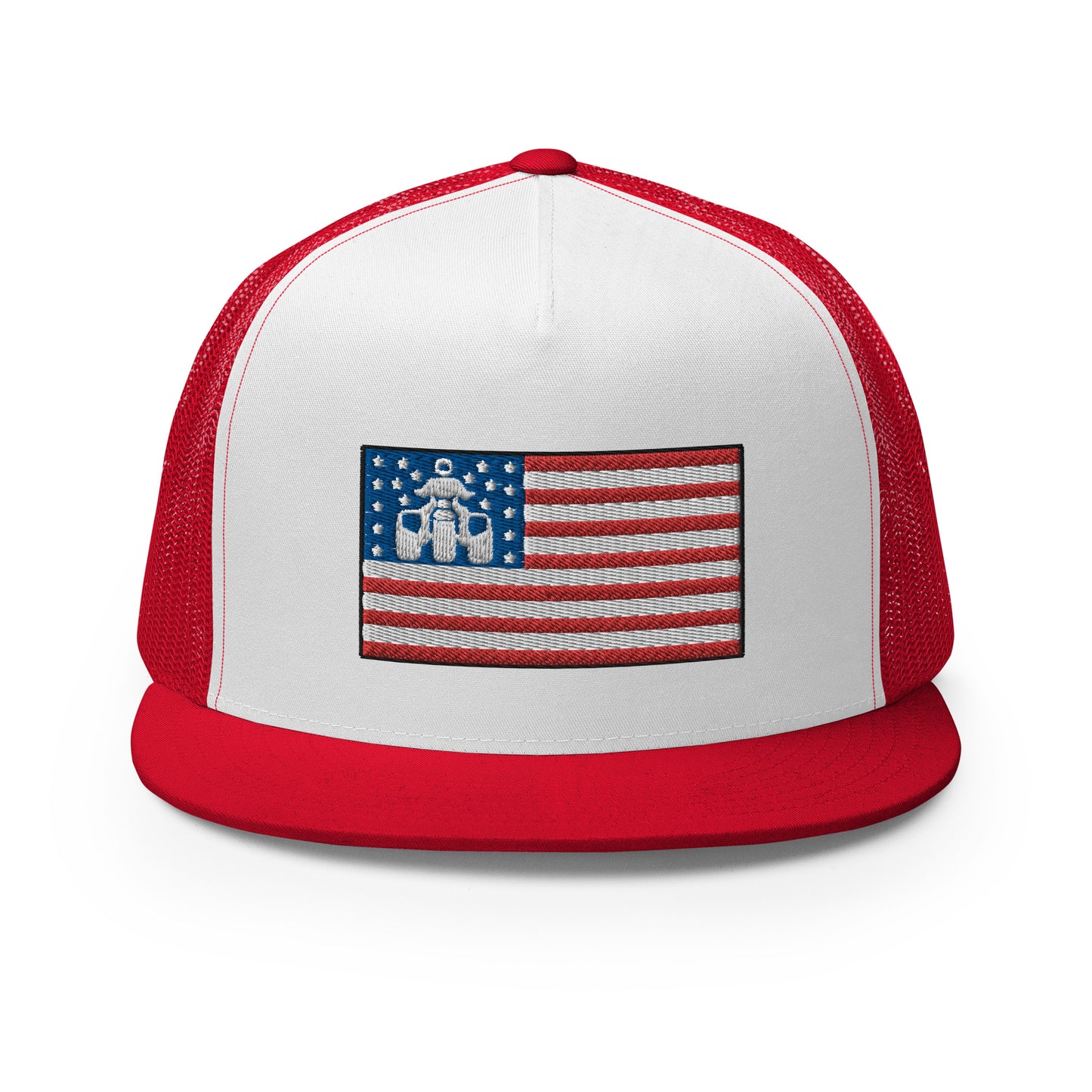 Threewheeler Flag Logo Flat Bill Trucker Hat