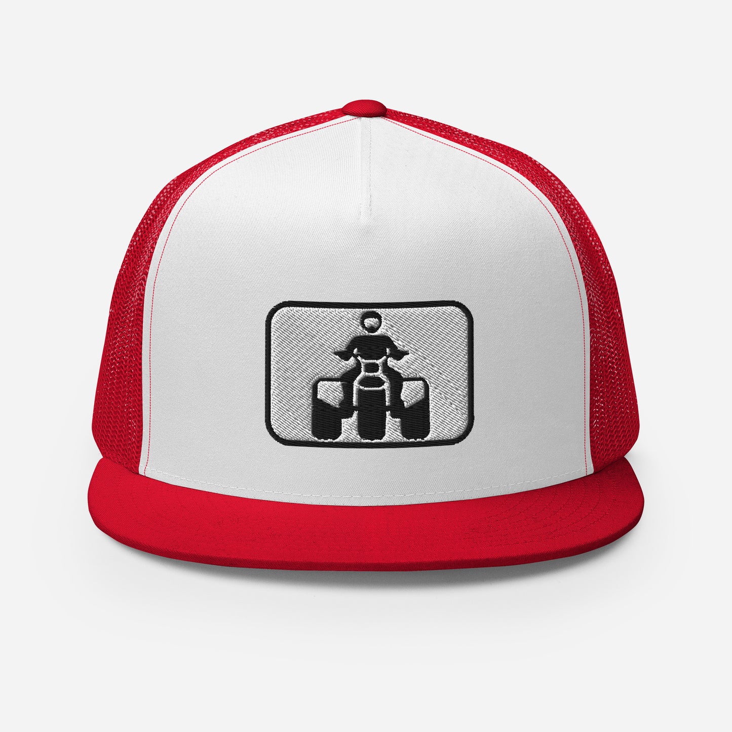 Black and White Threewheeler Flat Bill Trucker Cap