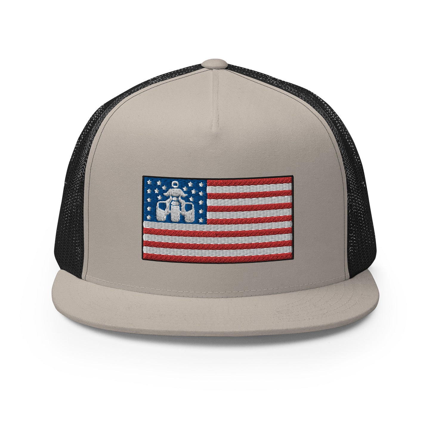 Threewheeler Flag Logo Flat Bill Trucker Hat