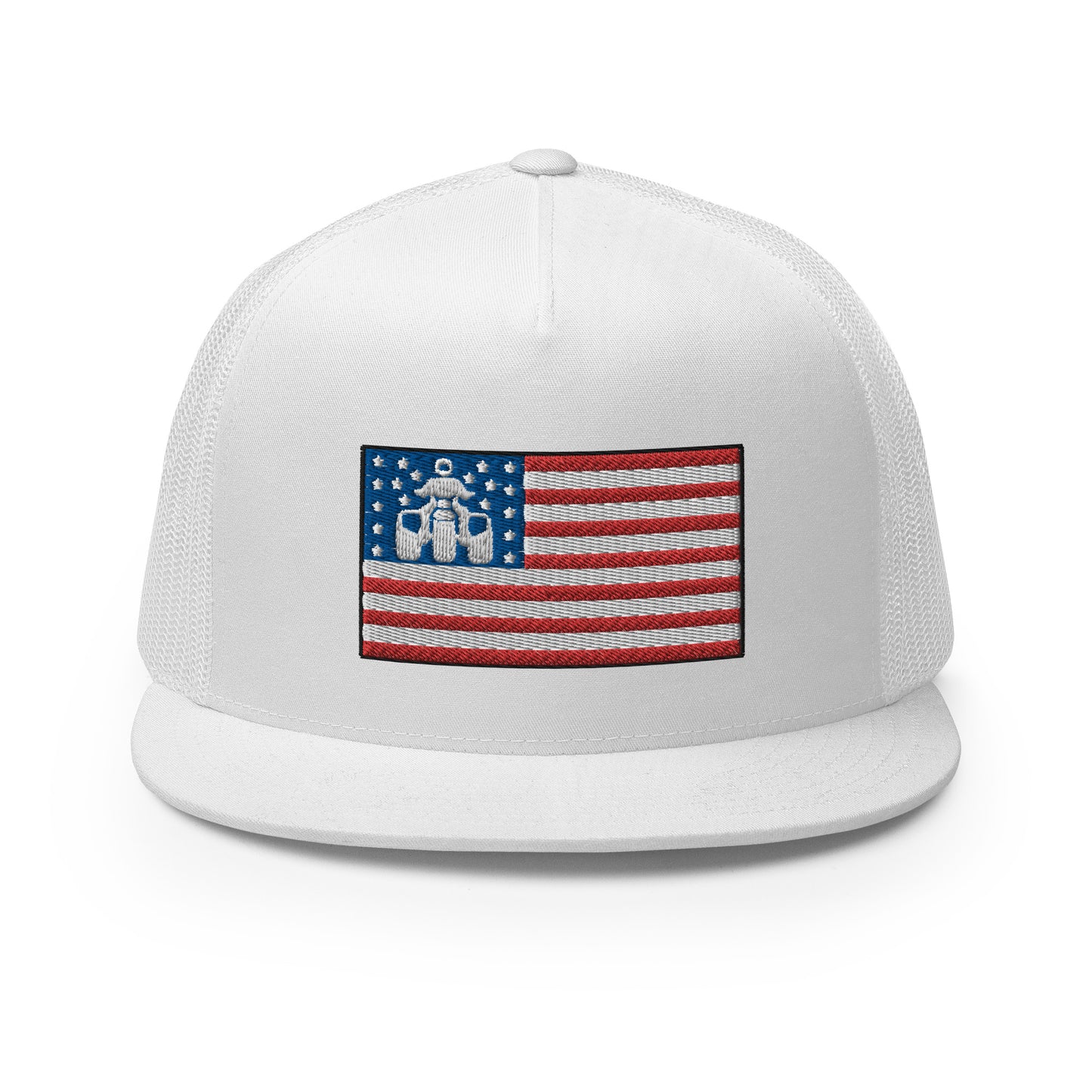 Threewheeler Flag Logo Flat Bill Trucker Hat