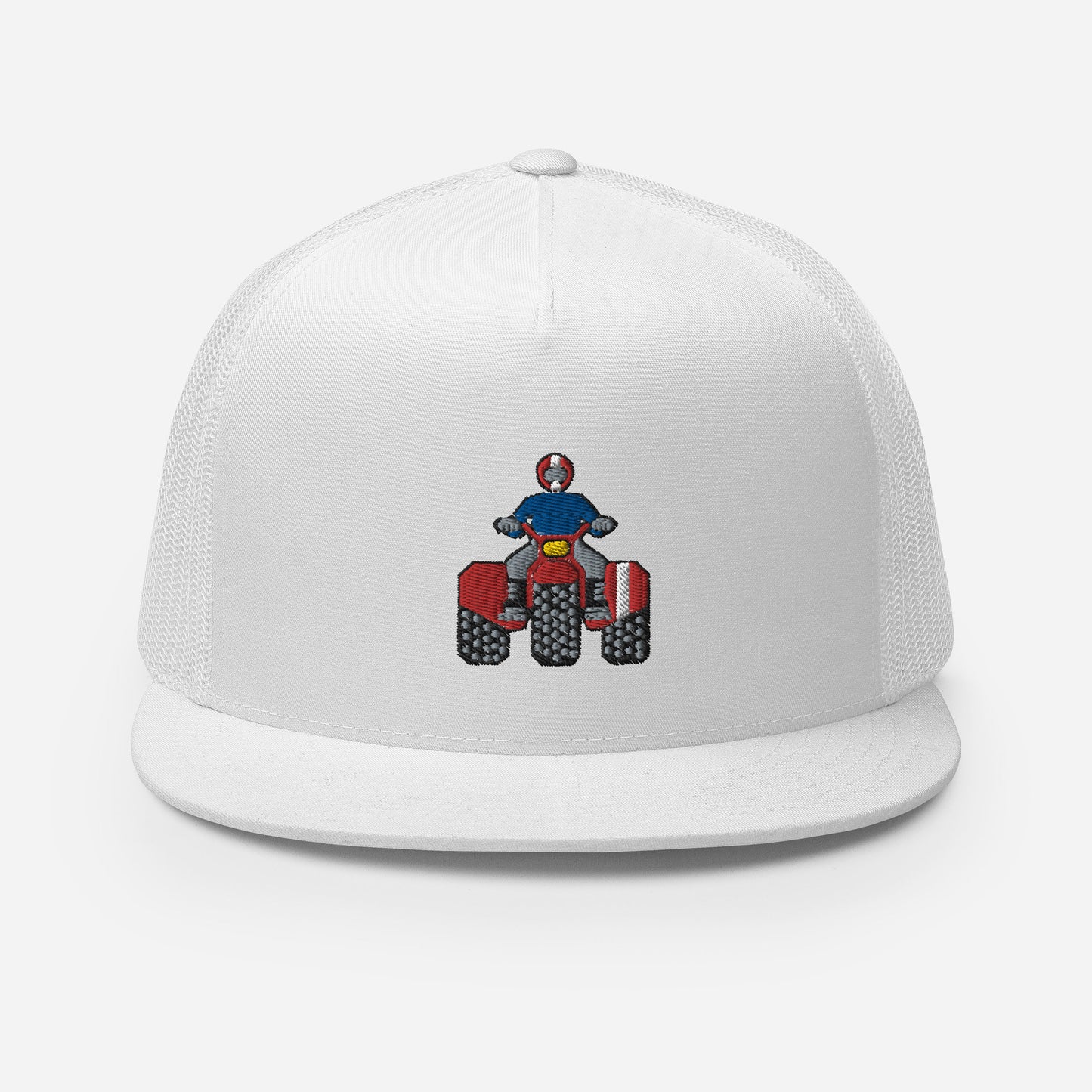 Red Retro Threewheeler Flat Bill Trucker Cap