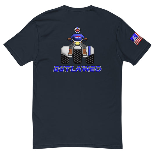 ATC White and Blue Retro Three Wheeler Short Sleeve T-shirt