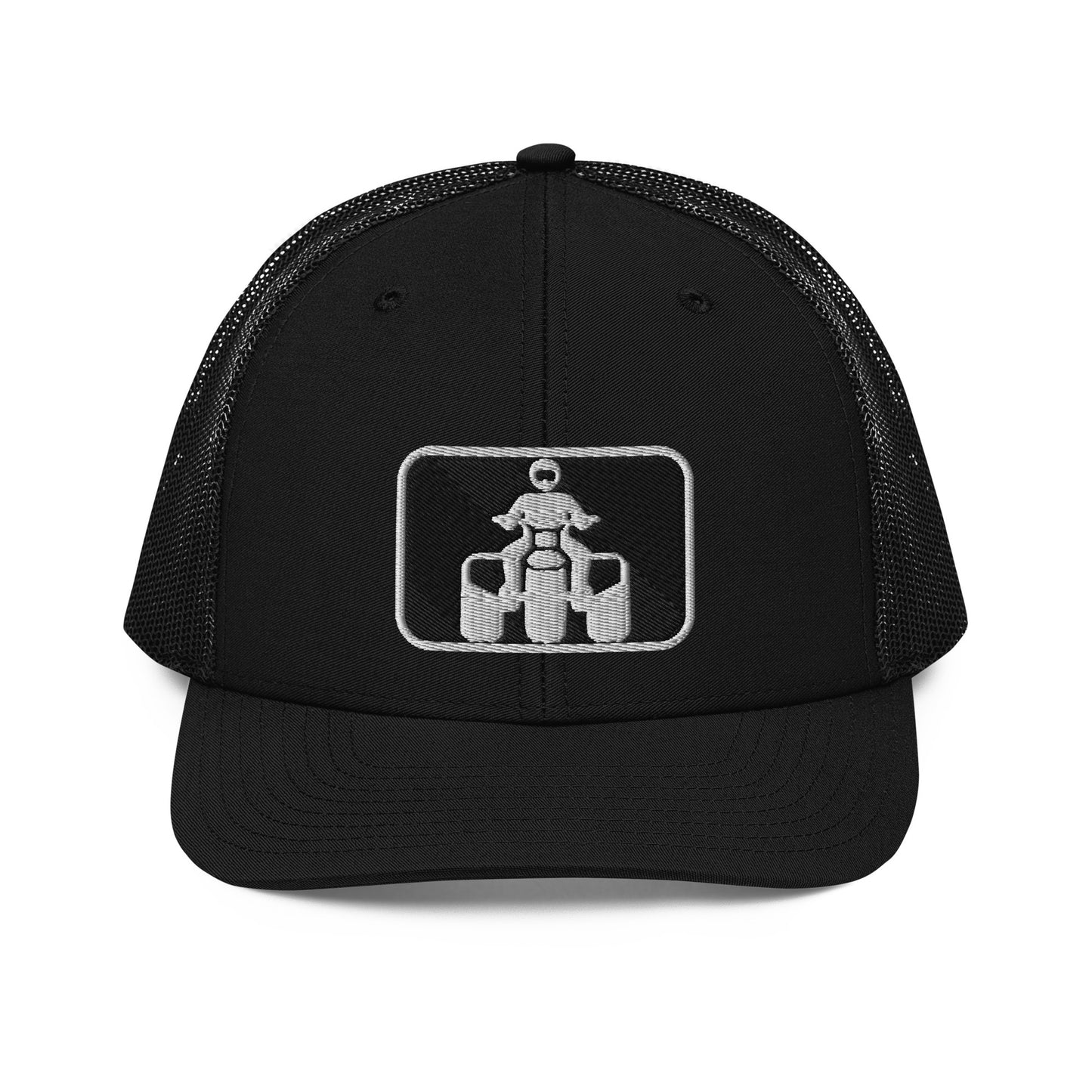 White and Black Threewheeler Richardson 112 Trucker Cap