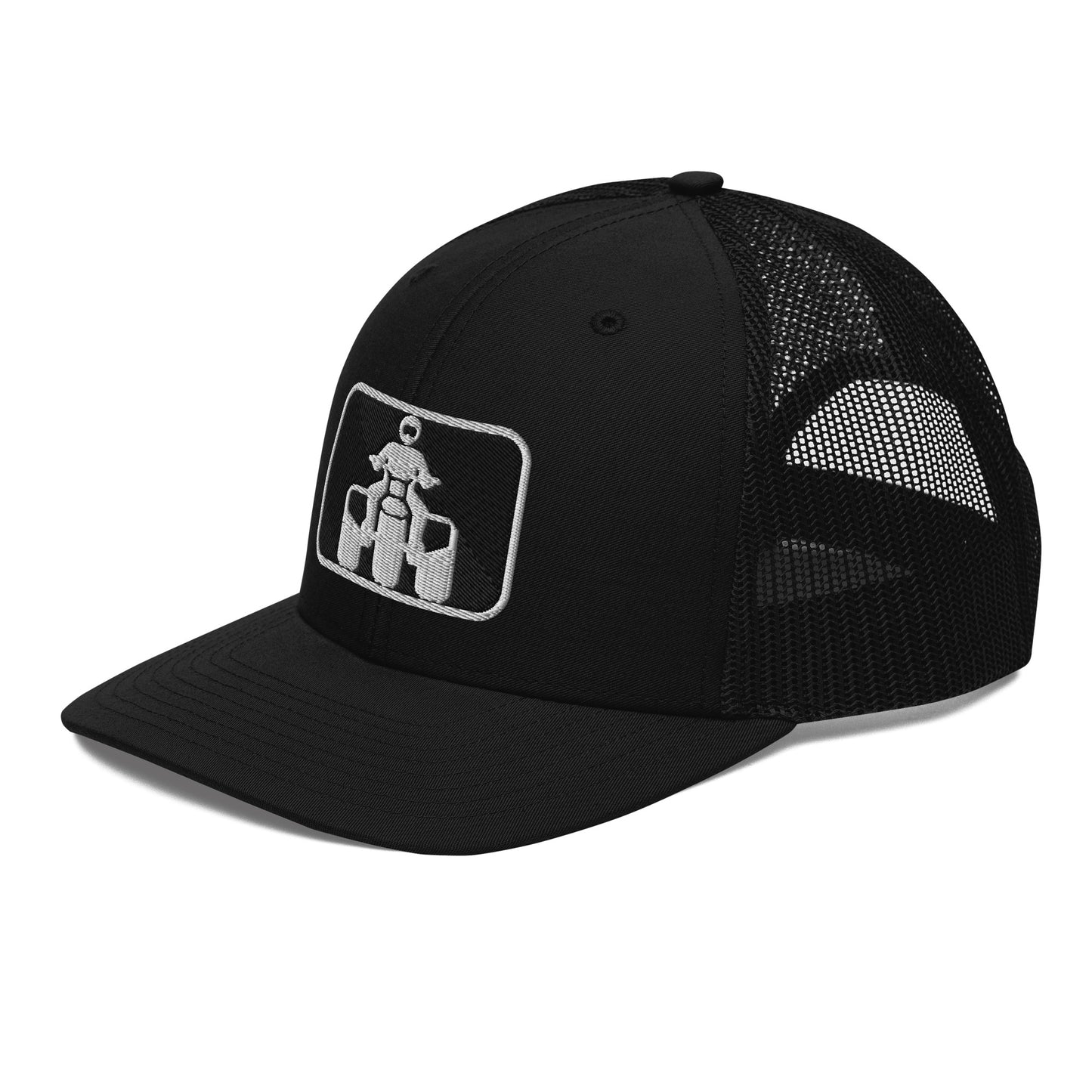 White and Black Threewheeler Richardson 112 Trucker Cap