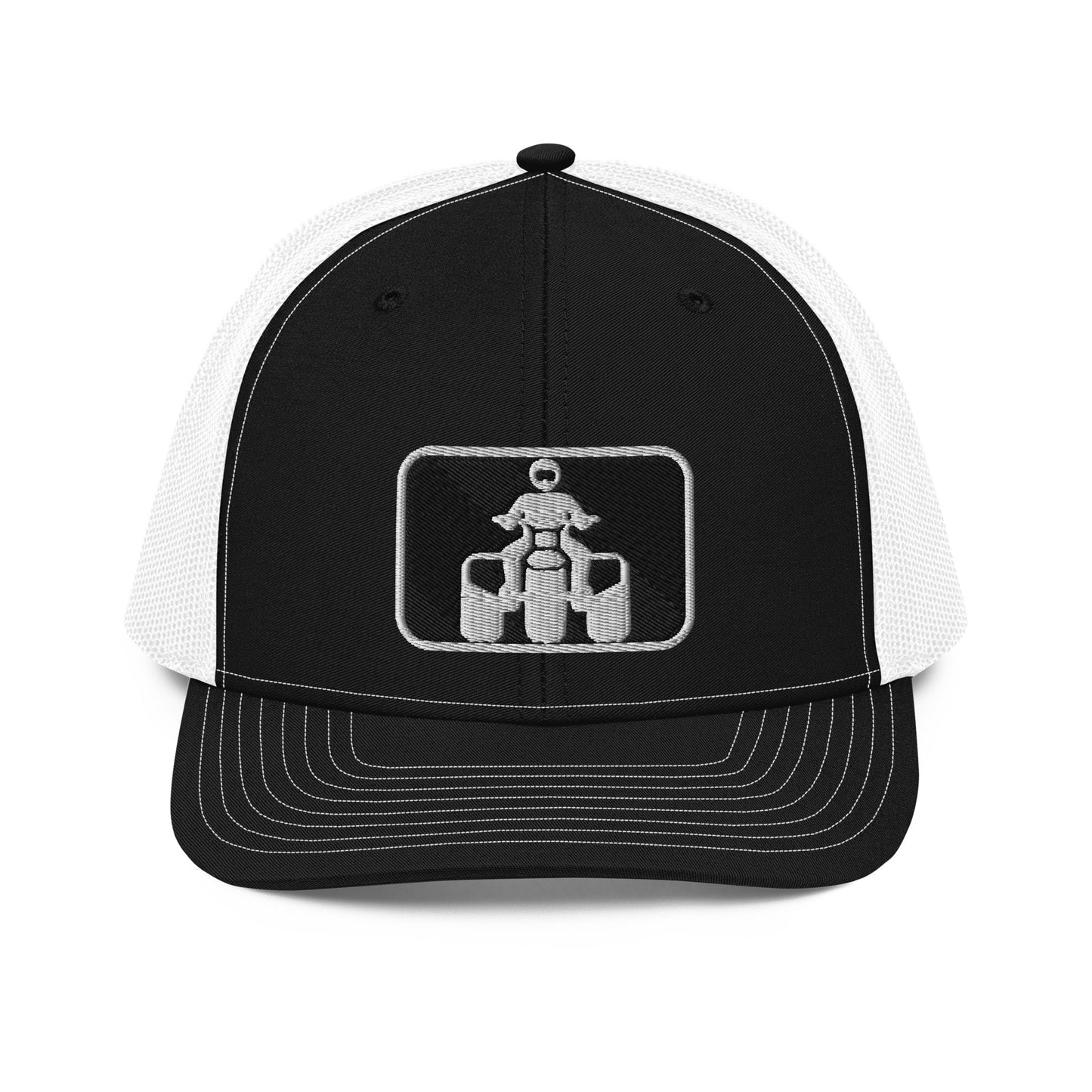 White and Black Threewheeler Richardson 112 Trucker Cap