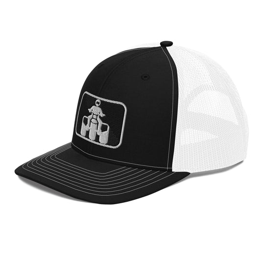 White and Black Threewheeler Richardson 112 Trucker Cap