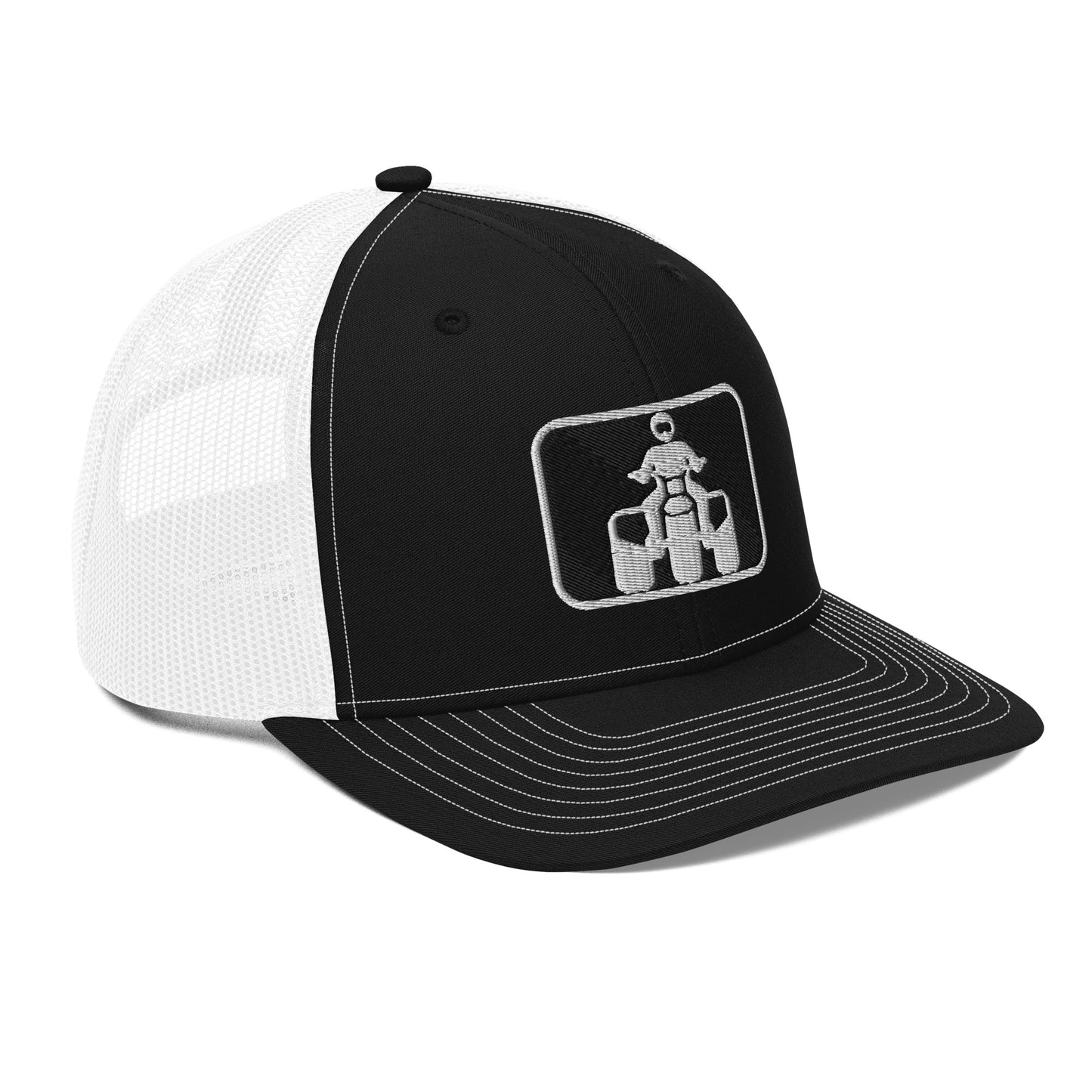 White and Black Threewheeler Richardson 112 Trucker Cap