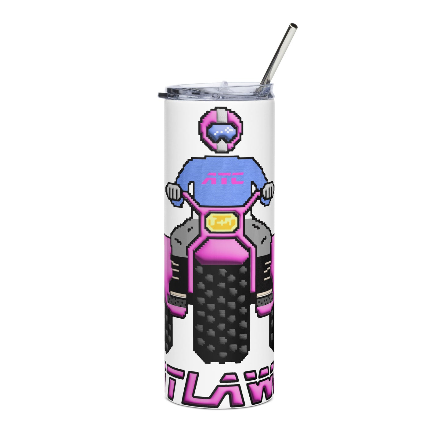 Pink Retro Threewheeler Stainless steel tumbler