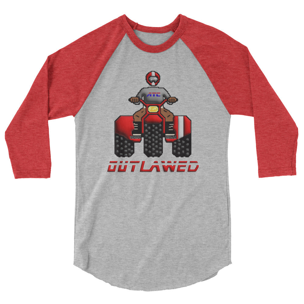 Red Retro Threewheeler 3/4 sleeve raglan shirt